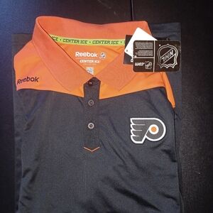 Philadelphia Flyers Polo Golf Shirt  Size XL Black And Orange New With Tags